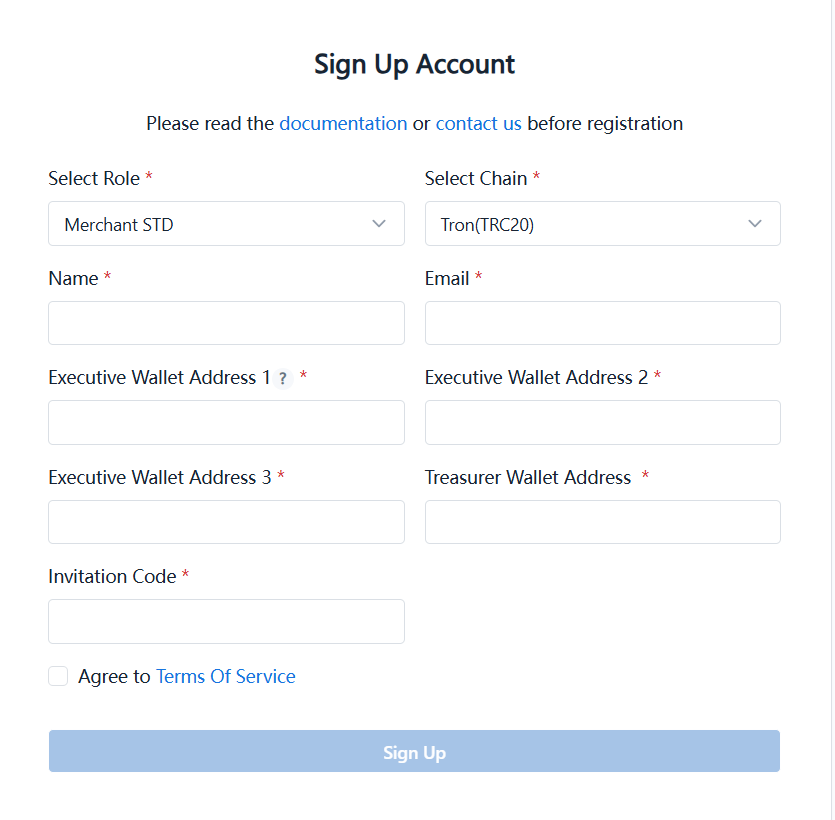 Registration form