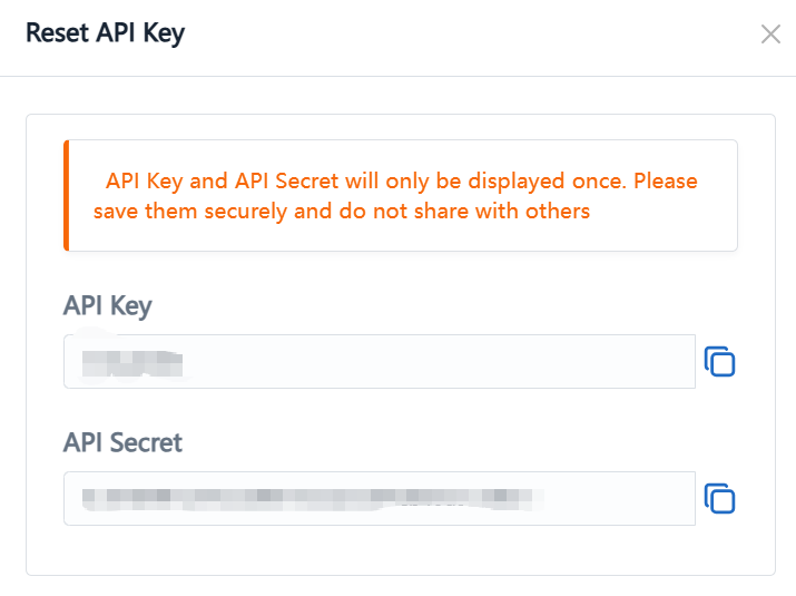 Copy API Key and API Secret