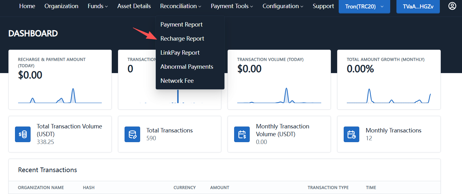 Recharge report entry