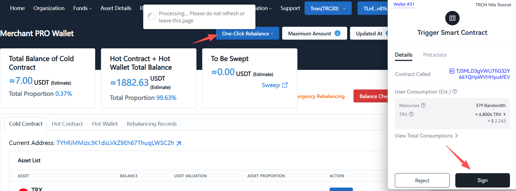 One-click rebalance