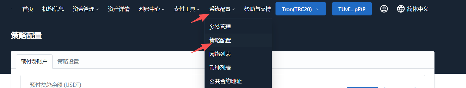 策略配置页面